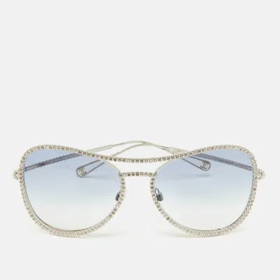 Pre-owned Chanel Blue Gadient Cc Crystals 71108 Aviator Sunglasses