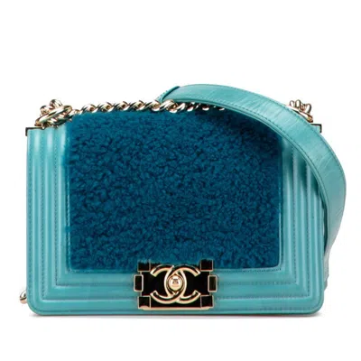 Pre-owned Chanel Blue Green Leather Shoulder Bag () In Multi