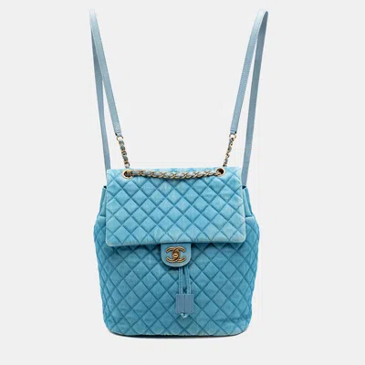 Pre-owned Chanel Blue Large Denim Urban Spirit Backpack