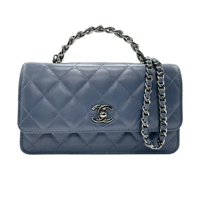 Pre-owned Chanel Blue Leather Chain/shoulder Wallet ()
