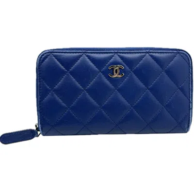 Pre-owned Chanel Blue Leather Coin Purse/coin Case ()