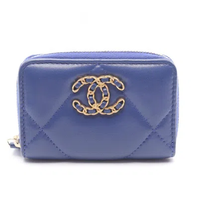 Pre-owned Chanel Blue Leather Coin Purse/coin Case ()
