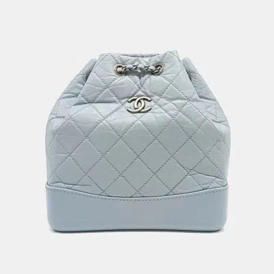 Pre-owned Chanel Blue Leather Gabrielle Backpack Small