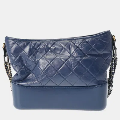 Pre-owned Chanel Blue Leather Large Gabrielle Shoulder Bag