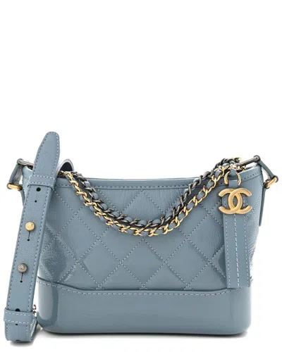 Pre-owned Chanel Blue Leather Quilted Small Gabrielle Hobo Bag (authentic )