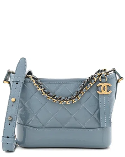 Pre-owned Chanel Blue Leather Quilted Small Gabrielle Hobo Bag (authentic )