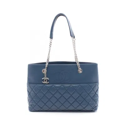 Pre-owned Chanel Blue Leather Tote Bag ()