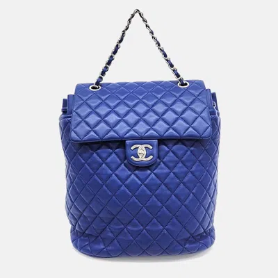 Pre-owned Chanel Blue Leather Urban Spirit Backpack