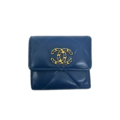 Pre-owned Chanel Blue Leather Wallet (bi-fold) ()