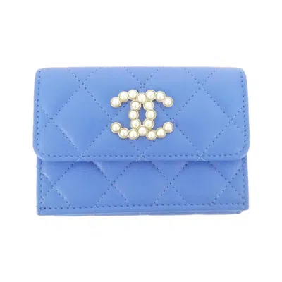 Pre-owned Chanel Blue Leather Wallet (tri-fold) ()