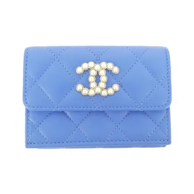 Pre-owned Chanel Blue Leather Wallet (tri-fold) ()