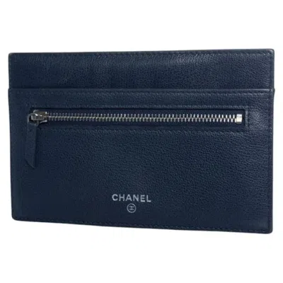 Pre-owned Chanel , Blue Leather Zip Wallet With Card Slot