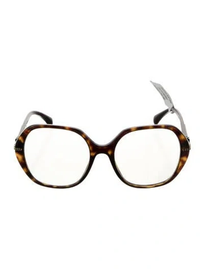 Pre-owned Chanel Blue Light Interlocking Cc Logo Eyeglasses In Brown