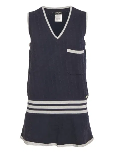 Pre-owned Chanel Blue Long Vest