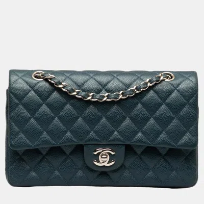 Pre-owned Chanel Blue Medium Classic Caviar Double Flap