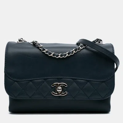 Pre-owned Chanel Blue Mini Calfskin Tramezzo Flap Bag