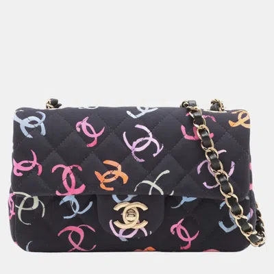 Pre-owned Chanel Blue Mini Rectangular Quilted Jersey Flap