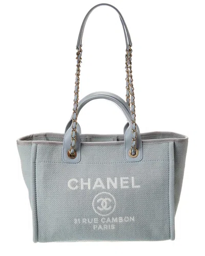Pre-owned Chanel Blue Monogram Canvas Deauville Xl Tote (authentic Pre-loved)