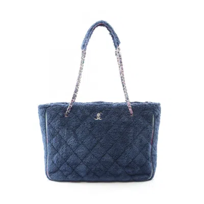 Pre-owned Chanel Blue Multi-color Fabric Shopping Bag Tote Bag ()