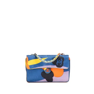 Pre-owned Chanel Blue Multi-color Satin Shoulder Bag ()