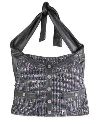 Pre-owned Chanel Blue Multicolor Tweed Girl Bag (authentic Pre-loved)