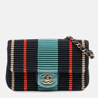 Pre-owned Chanel Blue New Mini Coco Pleats Perforated Calfskin Single Flap