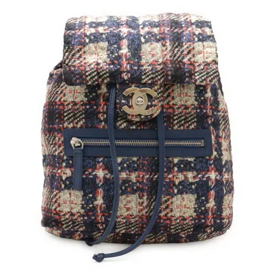 Pre-owned Chanel Blue Pink Nylon Leather Backpack ()