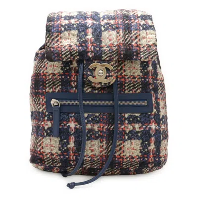 Pre-owned Chanel Blue Pink Nylon Leather Backpack ()