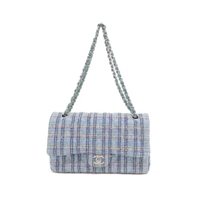 Pre-owned Chanel Blue Pink Tweed Shoulder Bag ()