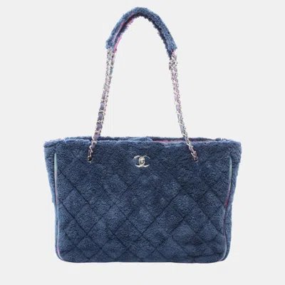 Pre-owned Chanel Blue Purple Multicolor Fabric Large Tote Bag
