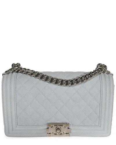 Pre-owned Chanel Blue Quilted Caviar Leather Old Medium Boy Handbag (authentic Pre-  Loved)