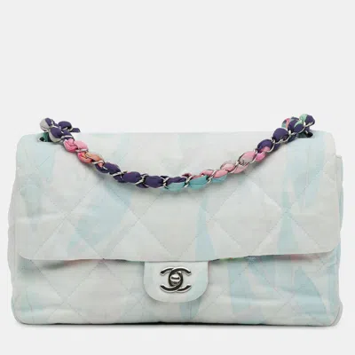 Pre-owned Chanel Blue Quilted Jungle Jeans Flap