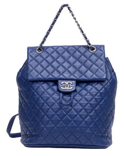 Pre-owned Chanel Blue Quilted Lambskin Urban Spirit Backpack (authentic Pre-loved)
