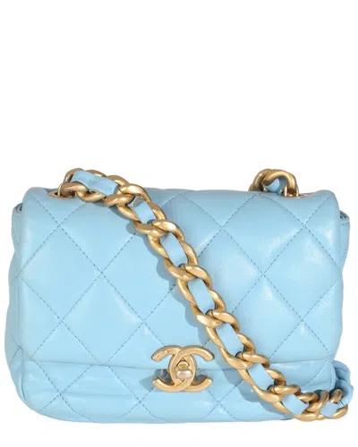 Pre-owned Chanel Blue Quilted Leather Mini Lacquered Chain Flap Bag (authentic Pre-  Loved)
