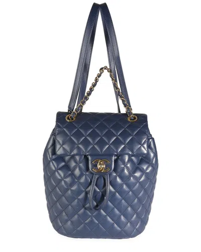 Pre-owned Chanel Blue Quilted Leather Small Urban Spirit Backpack (authentic Pre-loved)