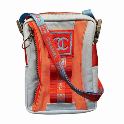 Pre-owned Chanel Blue Red Color Canvas Shoulder Bag Sling Bag () In Blue, Red Color