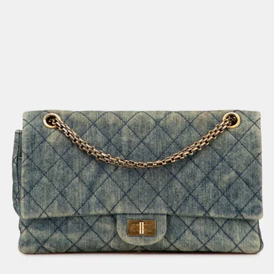 Pre-owned Chanel Blue Reissue 2.55 Quilted Denim Double Flap 226