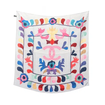 Pre-owned Chanel Blue Silk Scarf () In Multi