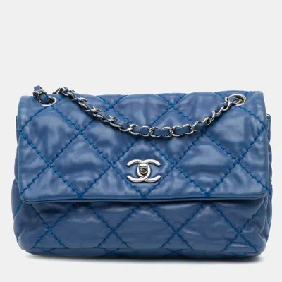 Pre-owned Chanel Blue Small Calfskin Love Me Tender Flap