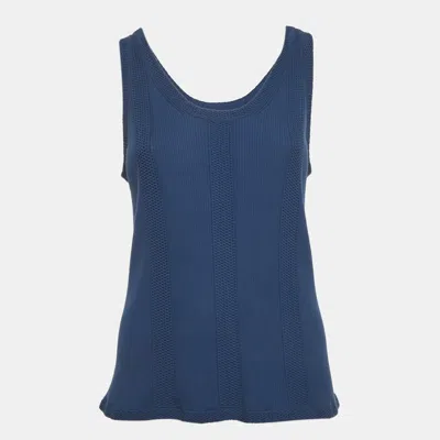 Pre-owned Chanel Blue Stretch Knit Tank Top Xl