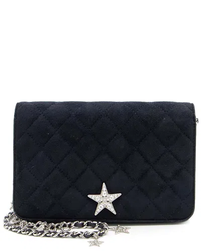 Pre-owned Chanel Blue Suede Cocostellar Wallet On Chain (authentic Pre-loved)