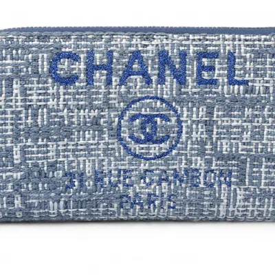 Pre-owned Chanel Blue Tweed Wallet (bi-fold) ()