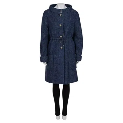 Pre-owned Chanel Blue Wool Fall 2012 Collection Coat Szfr40