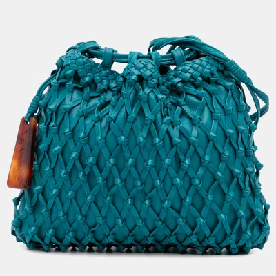 Pre-owned Chanel Blue Woven Lambskin Drawstring Pouch