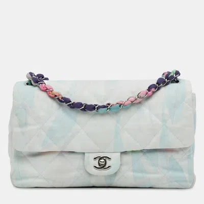 Pre-owned Chanel Blue/multicolor Quilted Jungle Jeans Flap