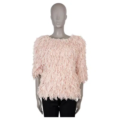 Pre-owned Chanel Blush Pink 18s Fringe Top Shirt 40 M