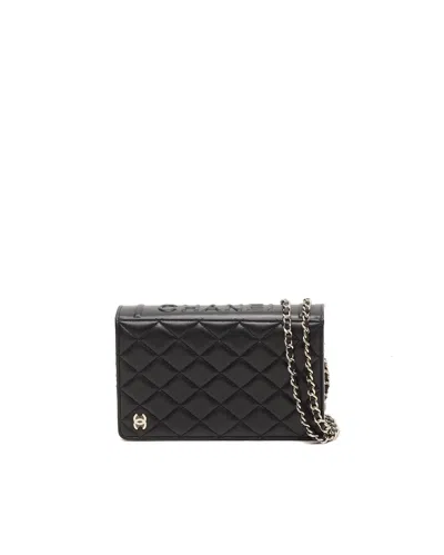 Pre-owned Chanel Book Wallet On Chain In Black