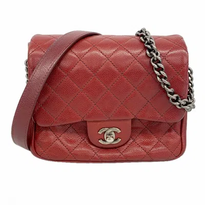 Pre-owned Chanel Bordeaux Grained Calfskin Shoulder Bag () In Burgundy