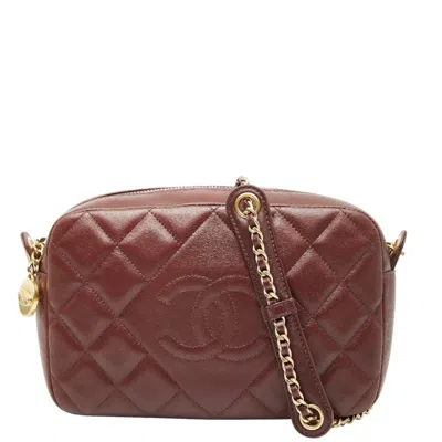 Pre-owned Chanel Bordeaux Red Color Wine Leather Pochette Shoulder Bag ()