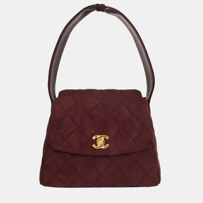 Pre-owned Chanel Bordeaux Suede Handbag In Burgundy